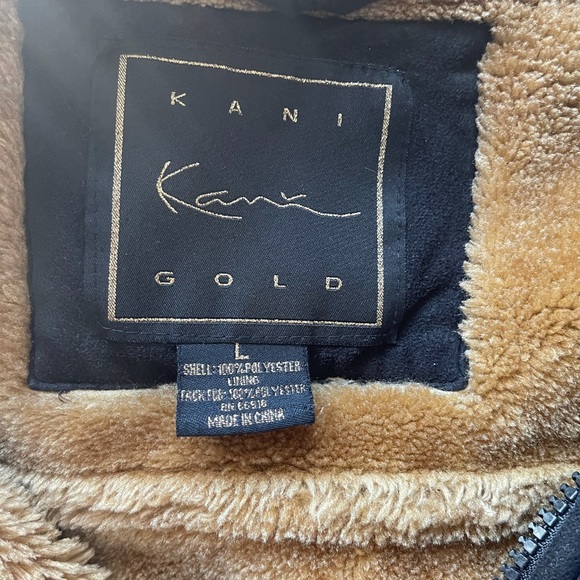 SOLD! Karl Kani Gold Men's Brown Suede/Fur Jacket Full Zip Large - Picture 2 of 4